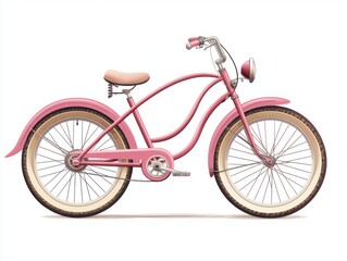Fototapeta premium Vintage Pink Bicycle with Classic Design and Retro Features Perfect for Summer Leisure Rides and Fun Outdoor Adventures