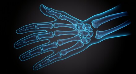 Detailed 3D X-Ray Image of a Hand's Bones