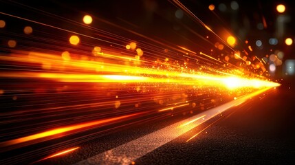 Night road, speed, light trails, city blur, motion