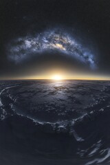 Fototapeta premium Breathtaking cosmic view of the Milky Way above a serene horizon