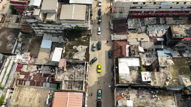 Aerial video over Abidjan Ivory Coast in the early evening hours africa