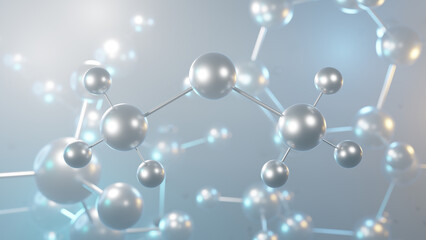 dimethyl ether molecular structure, 3d model molecule, simplest ether structural chemical formula view from a microscope