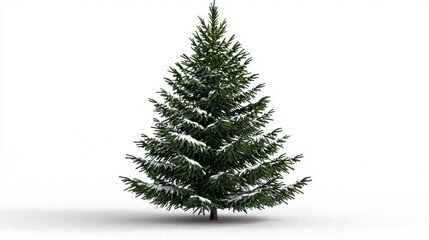 Fototapeta premium Snow Covered Evergreen Tree on White Background