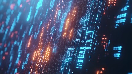 Fototapeta premium Abstract digital futuristic glowing grid of data and information