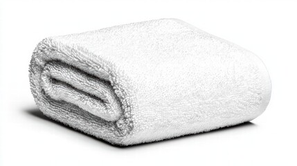 Soft White Rolled Towel on White Background