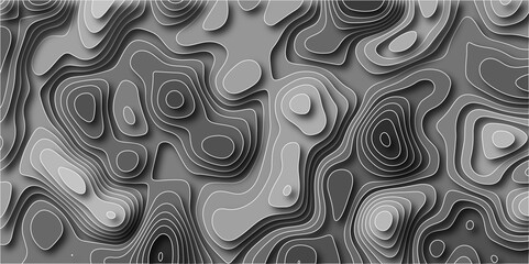Topographic canyon geometric map relief texture with curved layers and shadow. abstract White background with a beautiful pattern, Topographic contour lines vector map seamless pattern vector.