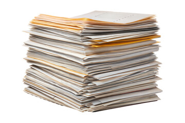 Stack of business documents isolated on transparent background. Png