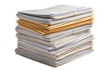 Stack of business documents isolated on transparent background. Png