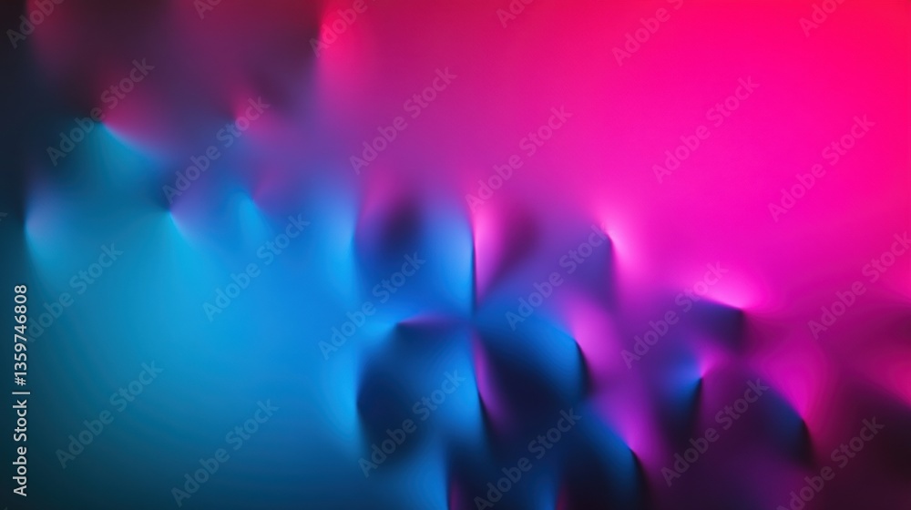 Poster abstract image featu a vivid gradient blend of deep blues and bright pinks with a swirling liquid-li