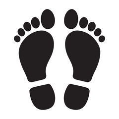 footprint icon vector silhouette Black, classic barefoot footprints left and right. with white background