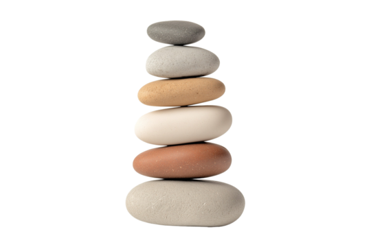 Suspended Floating Pebble with Soft Glow: A Serene Natural Element Isolated on White Background