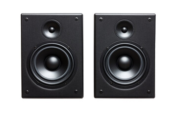 Fototapeta premium Stylish black speakers are designed with powerful woofers and tweeters for an immersive audio experience. Ideal for music lovers and home theater enthusiasts looking for clarity and depth in sound