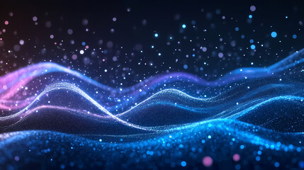 Fototapeta premium Abstract Blue and Purple Waves with Dots