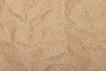 Crumpled recycle brown craft paper texture background