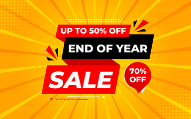 End of Year sale offer banner template. stock clearance background. end of year banner template design for web or social media, Sale special offer. abstract vector design.
