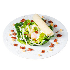 Gourmet crisp lettuce salad with bacon cheese & bright food photography
