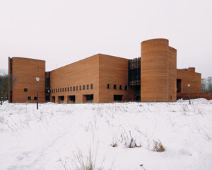 Fototapeta premium Orlov Paleontological Museum, view of the building on a winter day