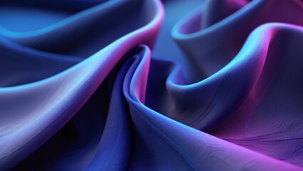 Obraz premium Flowing fabric folds, purple and blue gradients, smooth textured surface