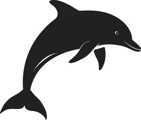 Obraz premium Black and white dolphin silhouette, ideal for logos, branding, and wildlife-themed digital art.