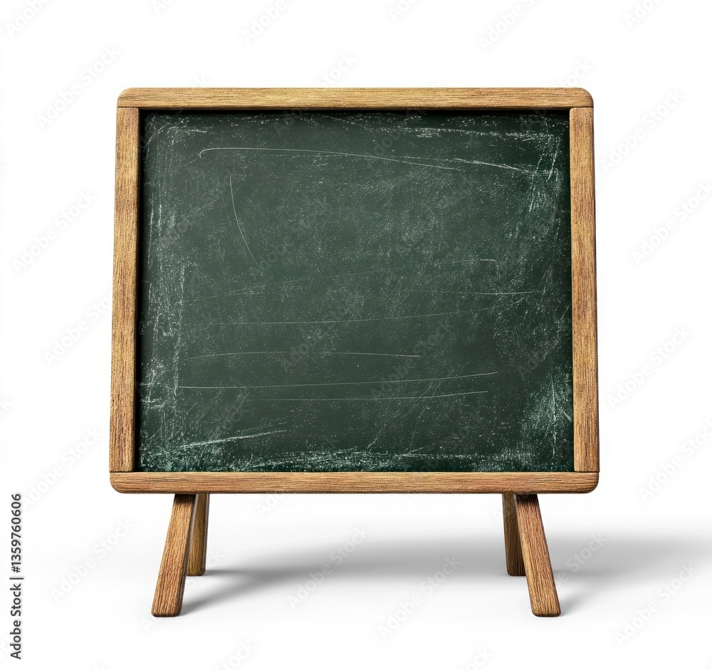 Poster isolated empty chalkboard with wooden frame on white background ready to use