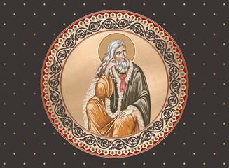 Fototapeta premium Prophet Holy Elijah. Decorative vintage dome illustration in Byzantine style