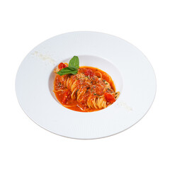 Delicious spaghetti with tomato sauce cozy italian restaurant food photography