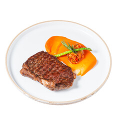 Sizzling steak dinner restaurant food photography elegant setting close-up culinary delight