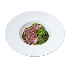 Gourmet steak dish gourmet restaurant food photography elegant setting close-up culinary art