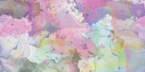 Abstract translucent multicolored watercolor background. Watercolor background. 3D illustration, 3D rendering. Colorful gradient ink colors wet effect hand drawn canvas background .>