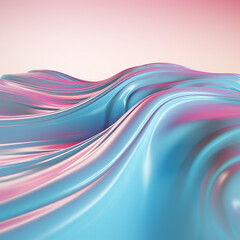 Obraz premium Futuristic Abstract Liquid Waves in Pink and Blue – Smooth Glossy Texture with Modern Aesthetic