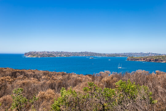 View over Bushland, Ocean and Suburb of Sydney from Dobroyd Head Lookout, Sydney, Australia