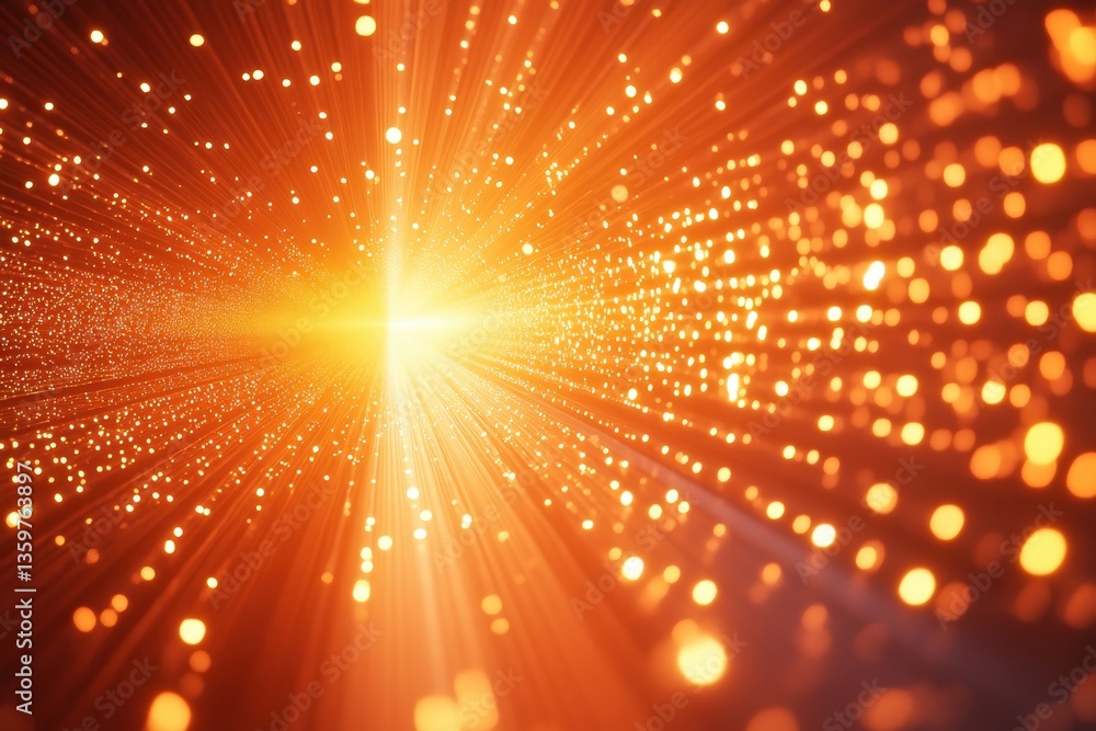Poster vibrant light burst creating a stunning display of golden particles in a cosmic setting