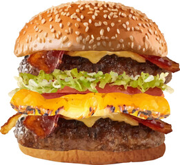 burger meat cheese and pineapple1