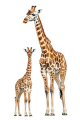 Realistic Standing Giraffe isolated on white background