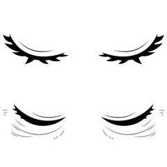 目元_閉じた目_差分セット_手書き_ベクター素材