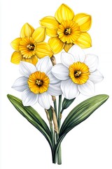 Obraz premium Vibrant Yellow and White Daffodil Bouquet Close up