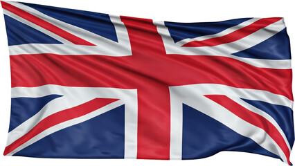 waving flag of united kingdom on transparent background