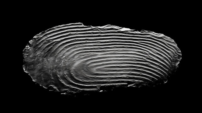 Une empreinte humaine fossilis&eacute;e sur fond noir