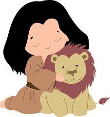 Cute Jesus with a Lion