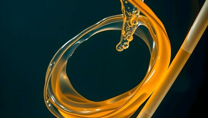 a close up of a yellow object with a black background