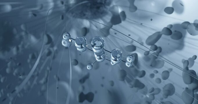 Looped video of Thymine, nucleobases, rotating molecular 3D ball-and-stick model