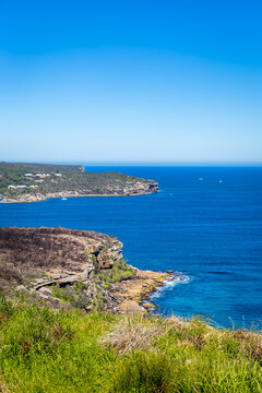 View over Bushland and Coastline of North Head seen from Dobroyd Head Lookout, Sydney, Australia.