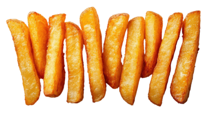 Golden Potato Delight: A close-up captures a delectable serving of golden, crispy french fries, inviting the viewer's gaze with their tempting texture and savory appearance.