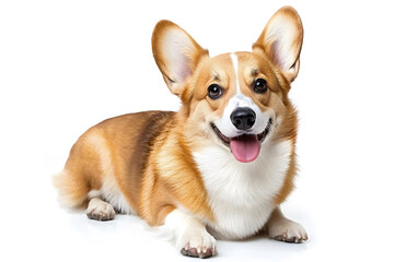 Full body of realistic pembroke corgi dog isolated on white background