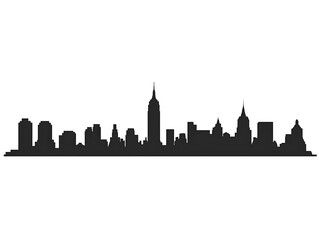 Fototapeta premium Monochromatic Skyline of a Famous Metropolis Silhouetted Against White