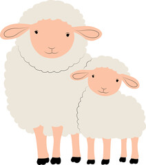 cute Mother and Baby Sheep