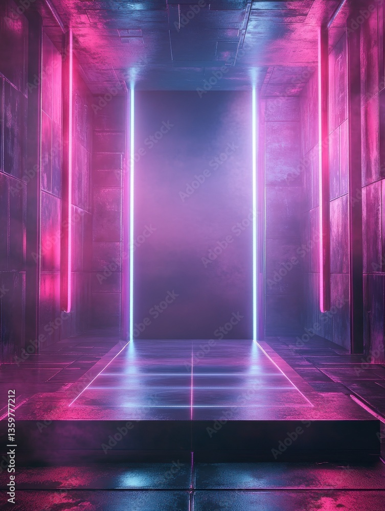 Poster create an abstract display featuring a blank stage or podium designed for showcasing products in a f