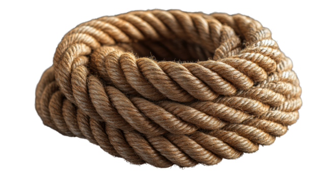 Tightly Coiled Rope: A detailed close-up showcases the rugged texture of a tightly coiled rope, its natural fibers intertwining in a mesmerizing pattern