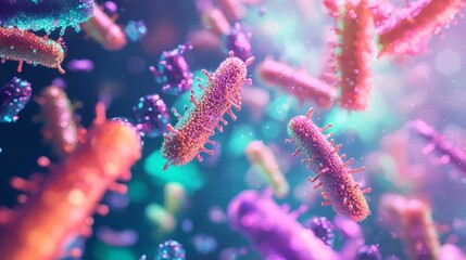 Fototapeta premium Futuristic Illustration of Intestinal Bacteria