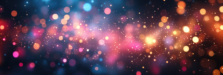 Fototapeta premium Colorful bokeh lighting creates a vibrant atmosphere during a festive night celebration in an urban setting